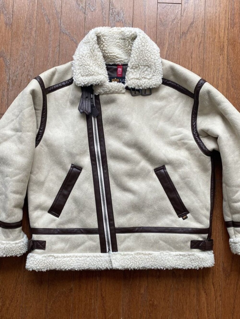 Alpha Industries Shearling Styled Asymmetrical Bondage Jacket Size M
